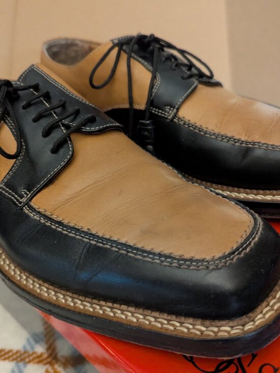 Marco Vicci Mens Leather Italian Shoes 9.5 Two Tone-Brown & Light Brown main image 6